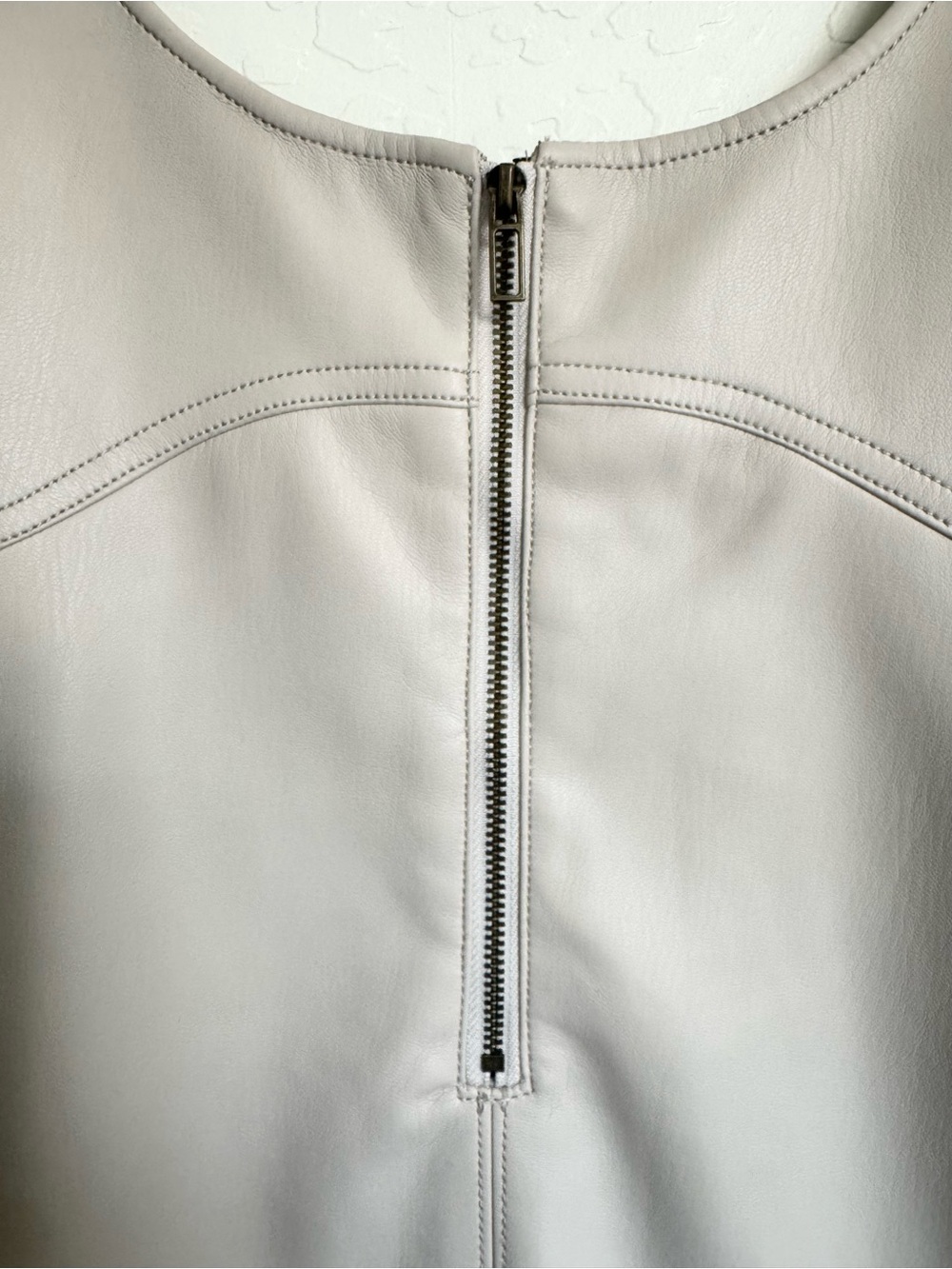 Pilcro by Anthropologie Shift Faux Leather Mini Dress SZ 4 Bone - Picture 6 of 10